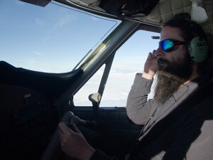 Co-pilot duties and my winter beard.