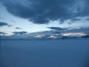 A view, to the East, across the end of the runway. Rothera is particularly fantastic for it's landscape and sky views.
